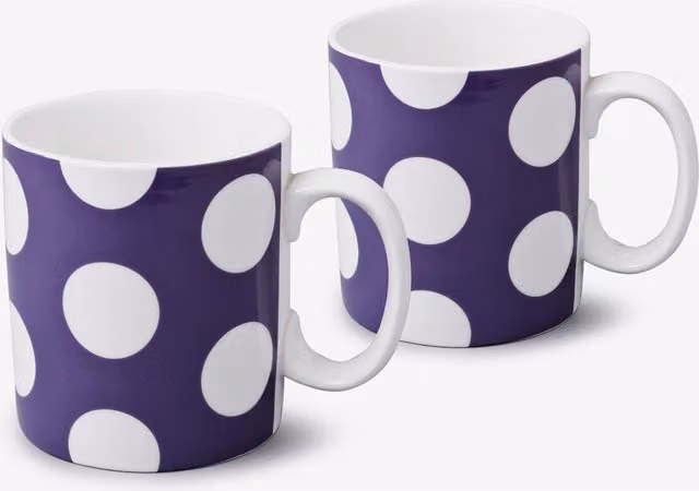 WM Bartleet & Sons Purple and White Dotted Porcelain Mug Set of 2, 568 ml per Mug – 1