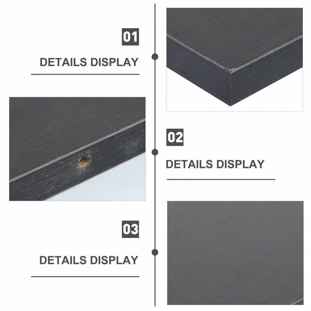 SPETLEK 4-Piece Set of Rustic Black Wooden Floating Wall Mounted Shelves – 4
