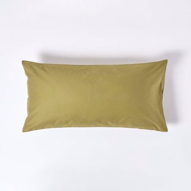 Homescapes 1000 Thread Count Egyptian Combed Cotton Percale Kingsize Housewife Pillowcase in Green