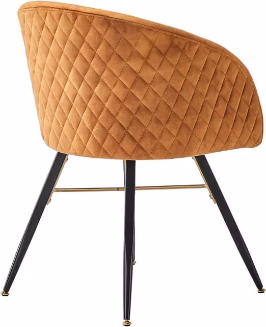 Life Interiors EVA Dining Chair in Brown Velvet Fabric with Black and Gold Stainless Steel Legs
