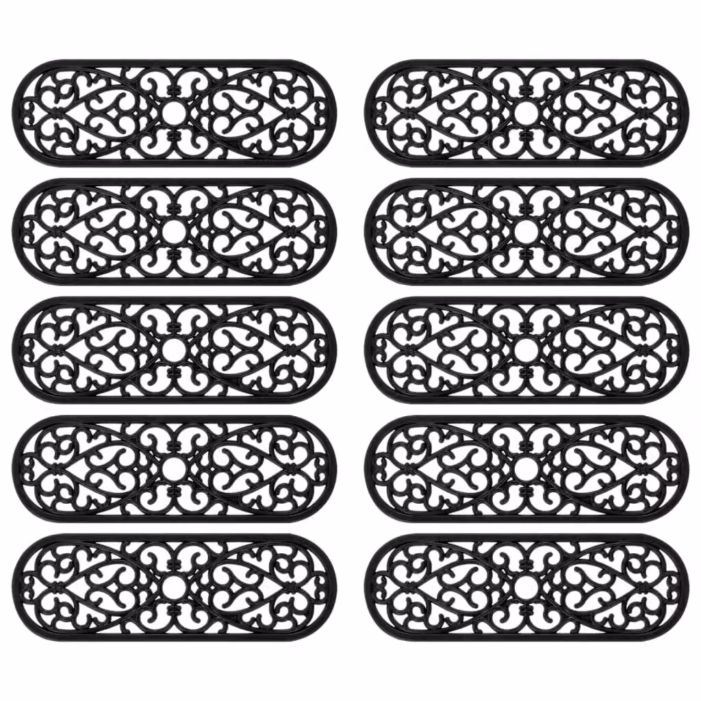 Berkfield Home Non-Slip Rubber Stair Treads, 10 Pieces, Black, W: 75 cm, D: 25 cm – 3