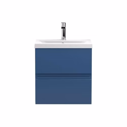 Balterley Mavesyn Wall Mounted 2 Drawer Bathroom Vanity Unit with Basin in Matt Blue, W/D/H: 51 x 39 x 54 cm – 2