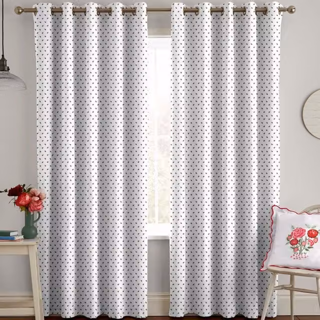 Cath Kidston Rose Bud Made to Measure Blackout Eyelet Curtain in White Floral Cotton