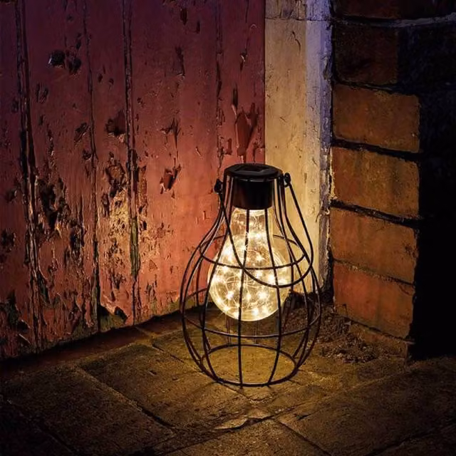 Garden Mile Large Solar Firefly Lantern in Bronze and Black Effect
