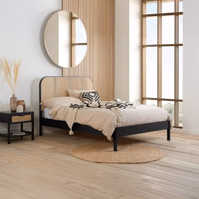 Birlea Margot Double Rattan Bed in Black