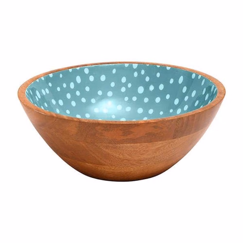 Dexam Sintra Mango Wood Spotted Salad Bowl in Duck Egg Blue and Multicolour – 2