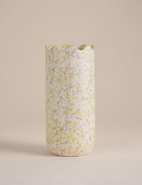 M&S Medium Abstract Splatter Ceramic Tabletop Vase in Multicolour