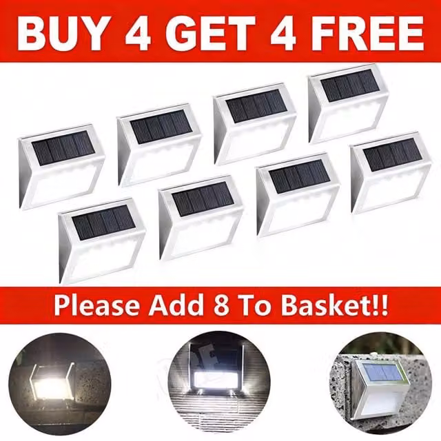 FLAVORA Silver Solar Powered LED Wall and Path Lights for Garden