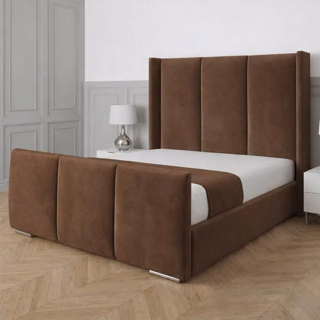 Living Comfort Bedz Westbury Upholstered Gas Lift Storage Bed in Brown, W/D/H: 140 x 200 cm