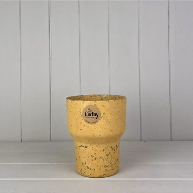 KDMD Minimalist Tabletop Orchid Pot in Earthy Yellow Coffee Husk