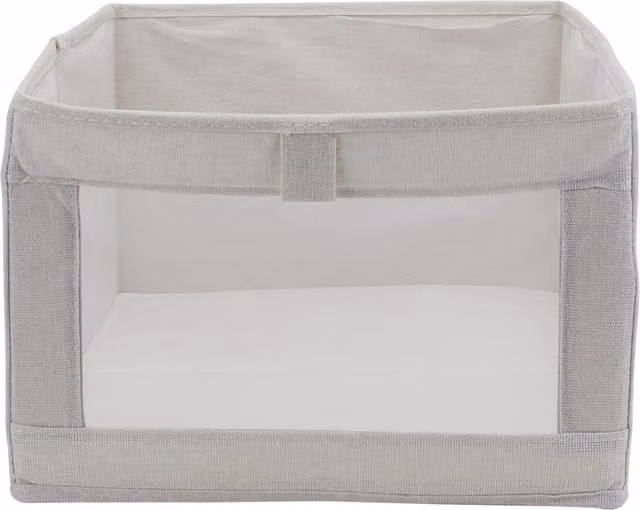 Livingandhome Foldable Fabric Clothes Storage Organizer in Beige and White