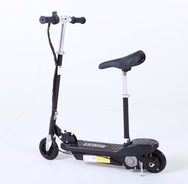 HOMCOM Foldable 120W Electric Powered Scooter with Adjustable Seat and Brake, Black