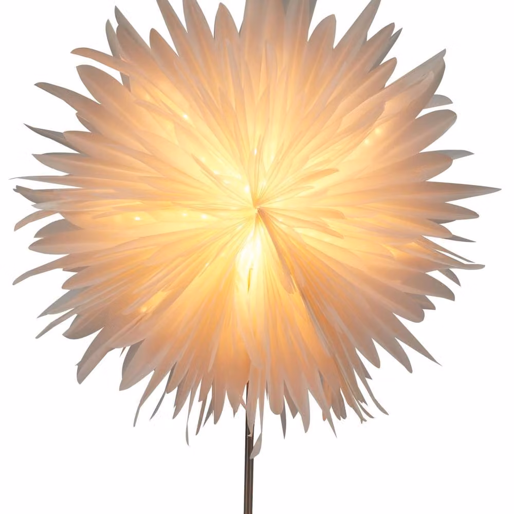 Wyld and Coco Handmade Snowflake Star Paper Rope Lamp with White Iron Stand – 2