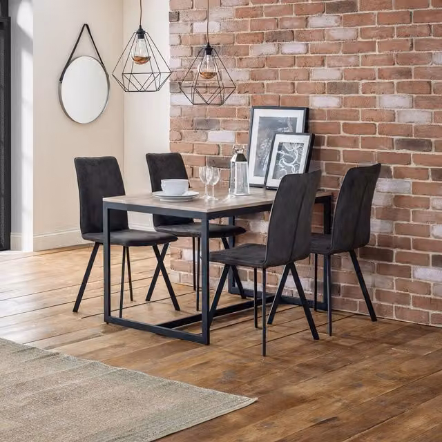 Julian Bowen Modern Rectangular Dining Table and Chairs Set in Brown and Black