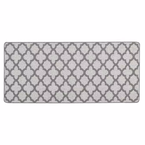 My Mat Moroccan Tile Silver and Grey Stain Resistant Non-Slip Runner, W: 67 cm, L: 150 cm – 1