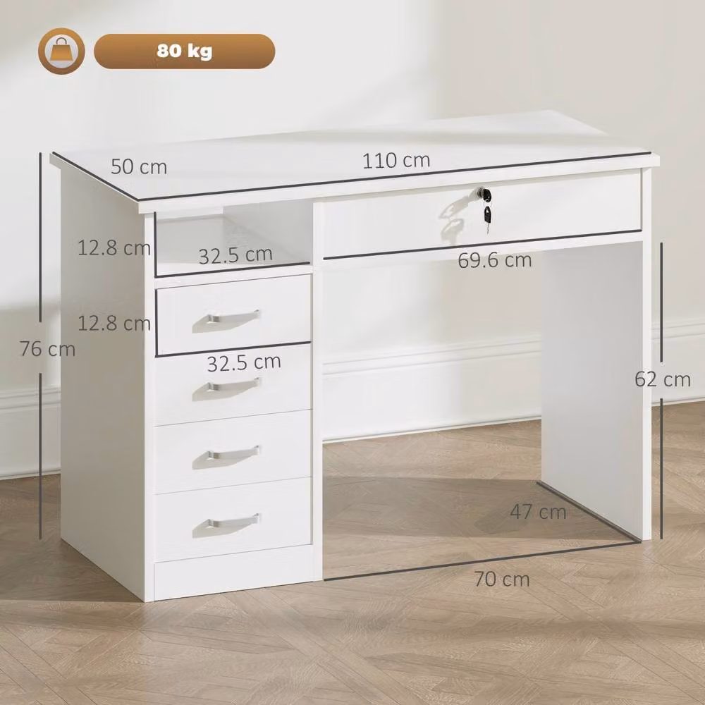 Wyld Haus Fizita White Modern Computer Desk with Single Pedestal Storage W/D/H: 110 x 50 x 76 cm – 3