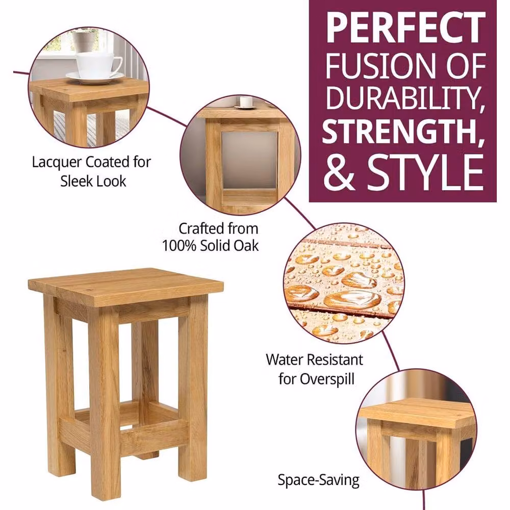 FORGEVIO Small Square Side Table in Brown Lacquered Oak Wood – 2