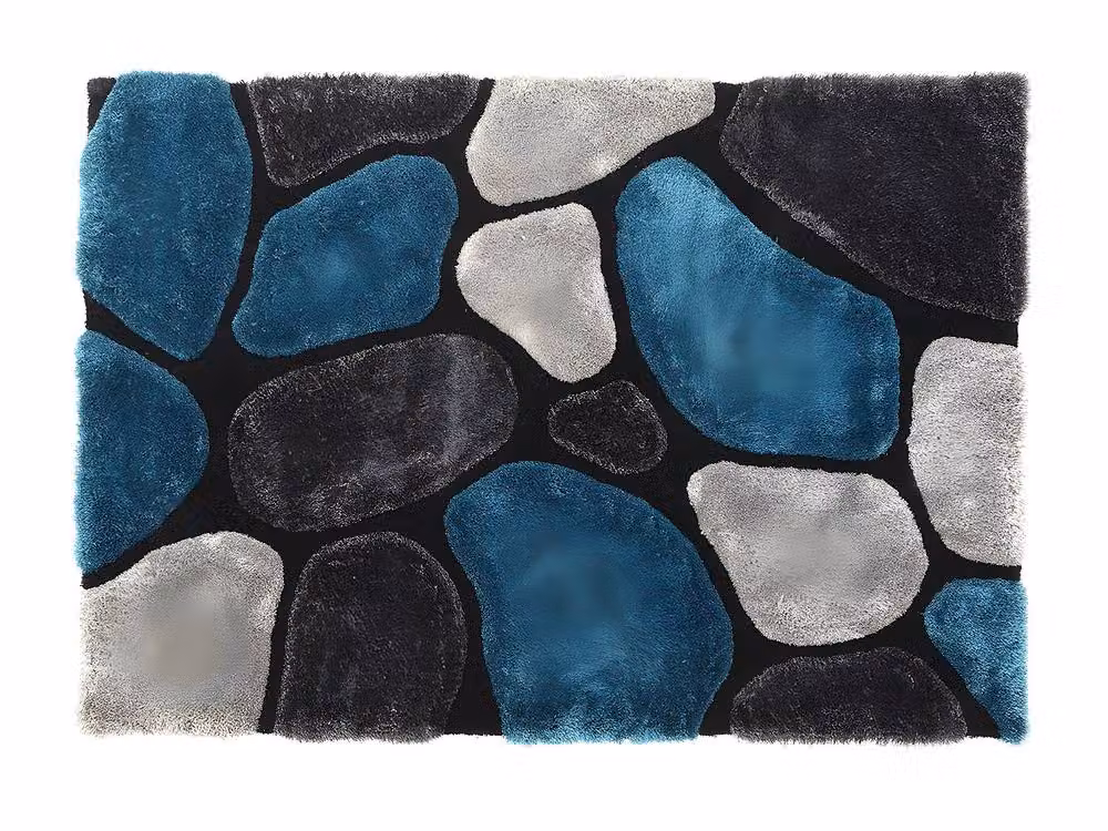 Vente-unique PIETRA Turquoise and Grey Shaggy Rug, W: 160 cm, L: 230 cm – 2