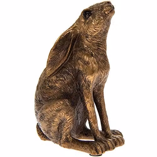The Leonardo Collection Reflections Bronzed Gazing Hare Metal Sculpture in Antique Bronze, H 12.0 cm x W 8.0 cm x D 6.0 cm – 1