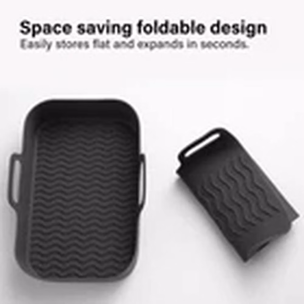 Havendro 2 Piece Non-Stick Foldable Silicone Microwave and Air Fryer Baking Sheets in Black – 2