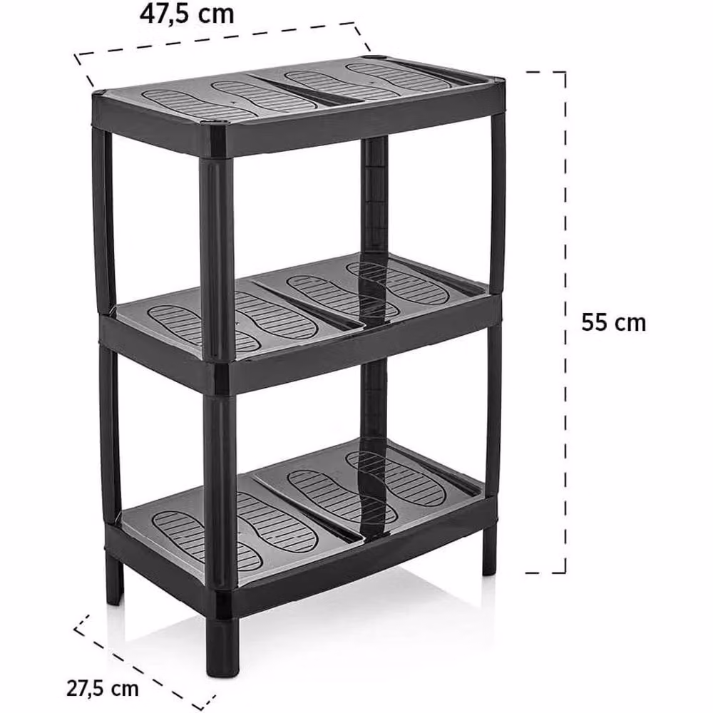 FORGEVIO 3 Tier Narrow Freestanding Shoe Rack in Black – 4