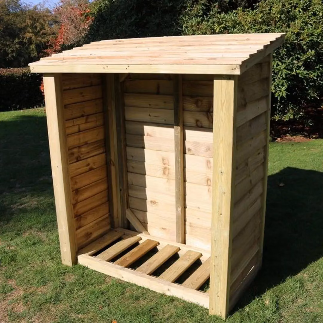 Churnet Valley Garden Furniture Ltd Heavy Duty Slatted Log Store in Brown, H 150 cm x W 120 cm x D 60 cm – 2