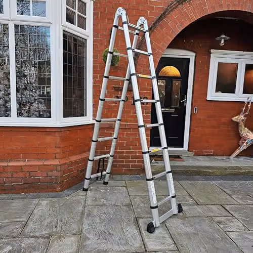 Samuel Alexander 5m Lightweight Aluminium Telescopic Multi-Position Extendable Ladder in Silver – 5