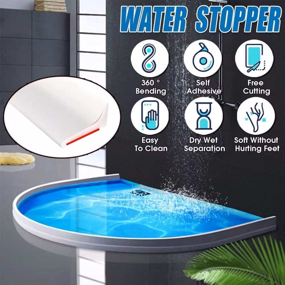 NESTLUNE White Silicone Bendable Bathroom Shower Water Retaining Strip Stopper, 200cm – 2