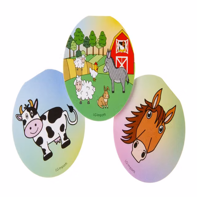 LG-Imports Pack of 12 Round Farm Animals Design Softcover Notebooks, White and Multicolour, W: 8 cm