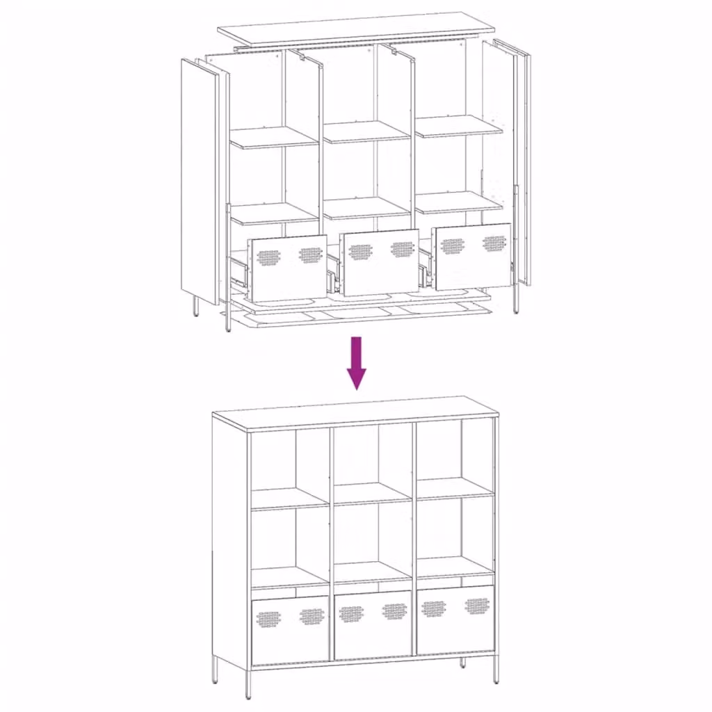 Berkfield Home Anthracite Steel Highboard W/D/H: 101.5 x 39 x 103.5 cm – 4