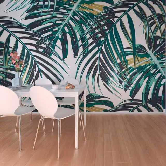 Origin Murals Tropical Leaves Wall Mural in Green