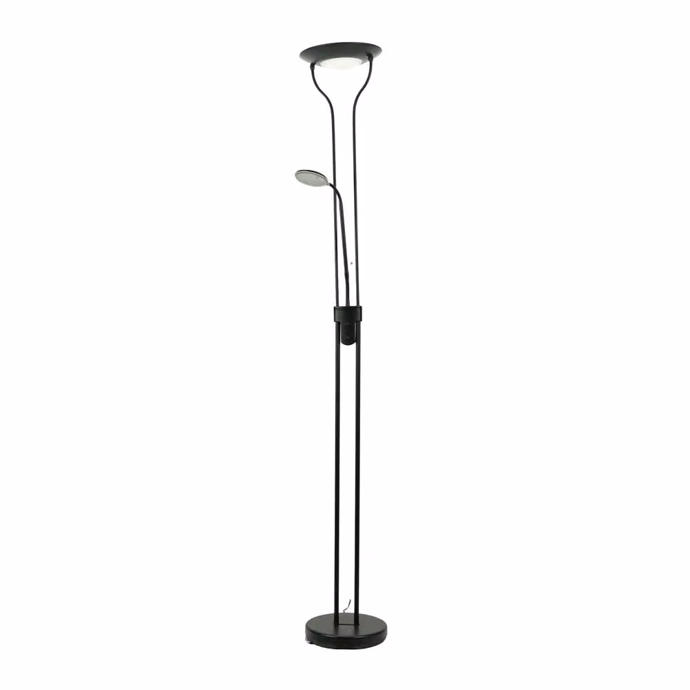 ValueLights Beata Integrated LED Black Floor Lamp with Dimmable Uplight and Adjustable Task Reading Light – 2
