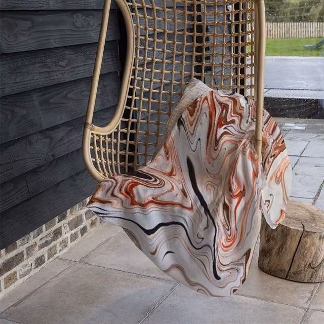 Benjamin Tate Design Pink Rippled Marble Fleece Blanket, W/D/H: 120 x 150 cm
