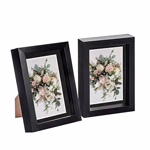 Nicola Spring Rectangular 3D Shadow Box Photo Frame with Glass and Plastic, Black and White, W/H: 20 x 15 cm – 1