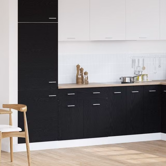 Berkfield Home Black Oak Cabinet with Drawer, W: 80 cm, D: 46 cm, H: 81.5 cm