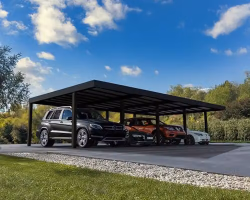 Palram Oslo Modern Double Carport with Black Structure and Grey Polycarbonate Panels – 2