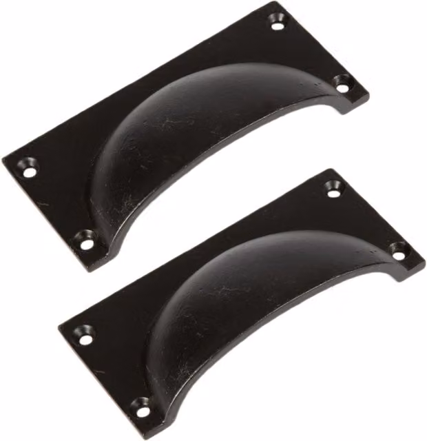 Hammer and Tongs Pack of 2 Matt Black Iron Rectangular Cabinet Drawer Pulls W: 105 mm, H: 50 mm – 1