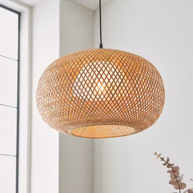 Netlighting Bali Globe Pendant Light in Bamboo and Raffia, available in Brown, White or Black