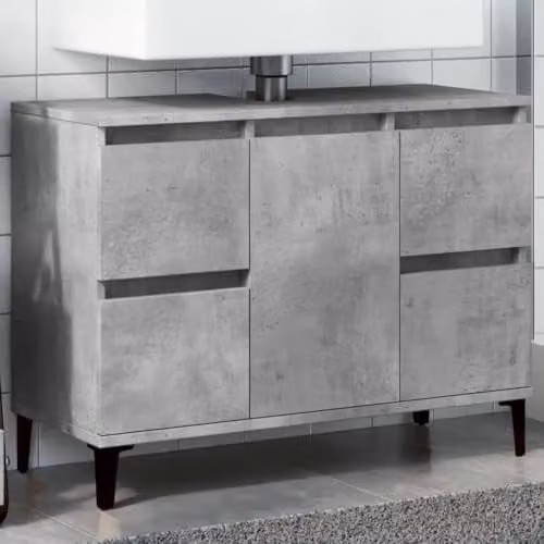 vidaXL Industrial Bathroom Sink Cabinet in Grey with Doors and Drawers, W: 80 cm, D: 33 cm, H: 60 cm – 2