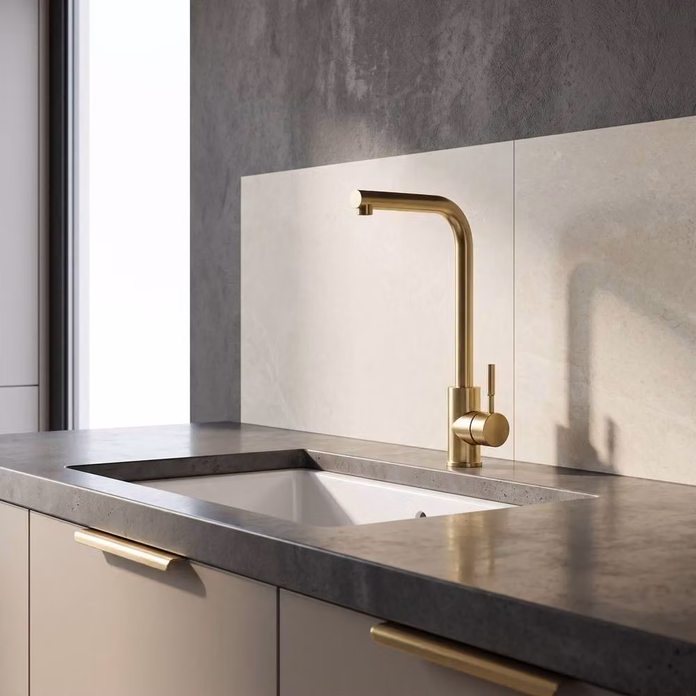 Balterley L-Neck Kitchen Sink Mixer Tap, Brushed Brass, H 34.7 cm x W 31.6 cm x D 17.2 cm – 2