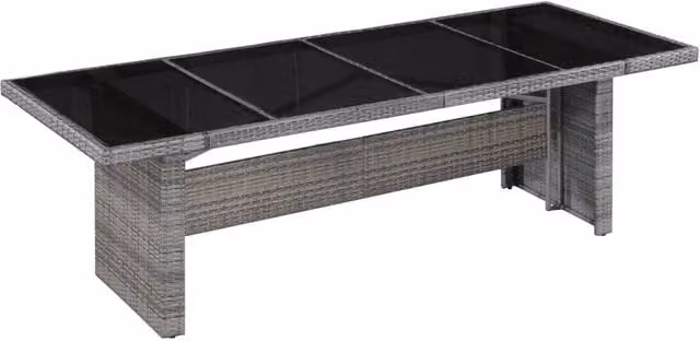 Berkfield Home Grey Poly Rattan and Glass Rectangular Garden Table W/D/H: 240 x 90 x 74 cm – 1