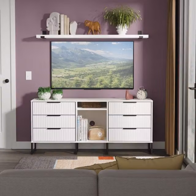Ready Assembled 2 U Menai 6 Drawer Sideboard in White