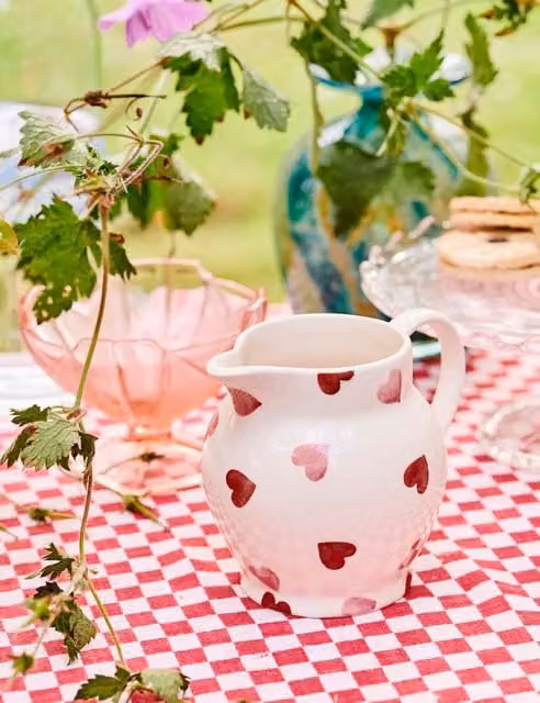Emma Bridgewater Pink Hearts Ceramic Milk Jug in Pink and White
