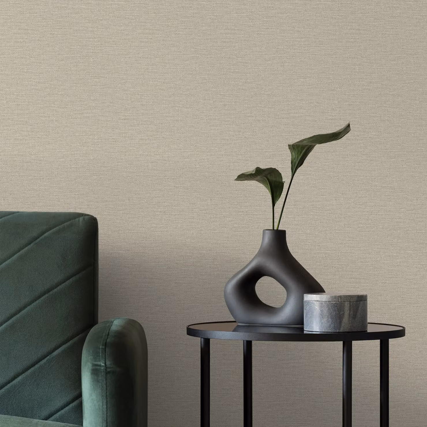Grandeco Telma Slubbed Hessian Textured Luxury Wallpaper in Taupe and Beige – 2