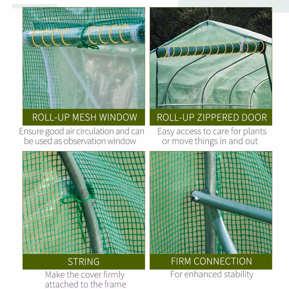 STILVORA Green Walk-In Polytunnel Greenhouse with Windows and Door, W/D/H: 4 x 2 x 2 m – 4