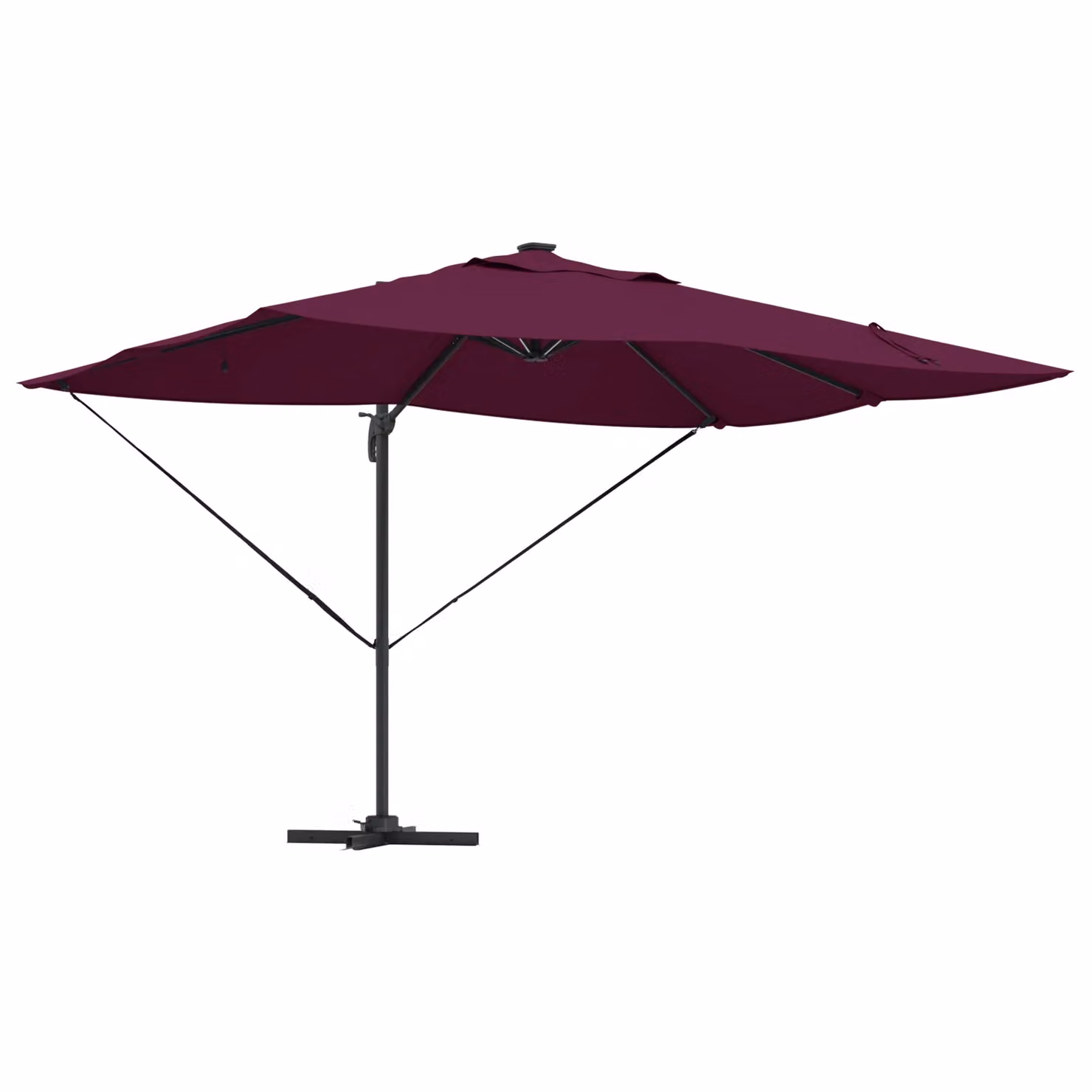Berkfield Home Roma Cantilever Parasol with LEDs in Bordeaux Red, Aluminium Construction, W: 352 cm, D: 251 cm, H: 265 cm – 2