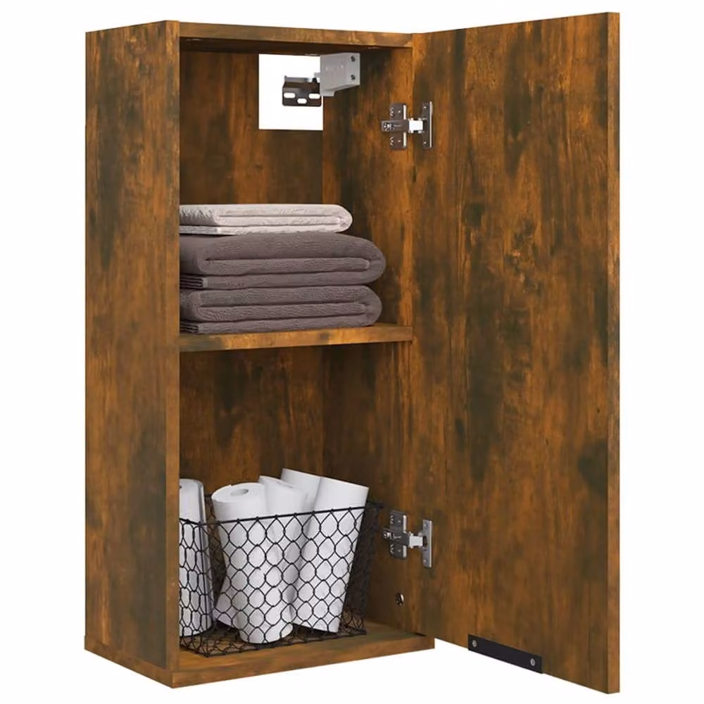 Berkfield Home Wall-mounted Bathroom Cabinet in Smoked Oak Brown, W/D/H: 32 x 20 x 67 cm – 3