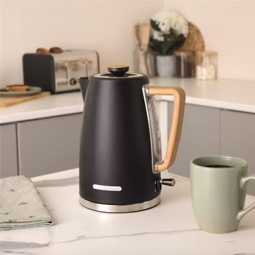 Hamilton Beach Scandi Electric Kettle, 1.7 l, Matte Black with Wood Effect - HBK01MB – 2