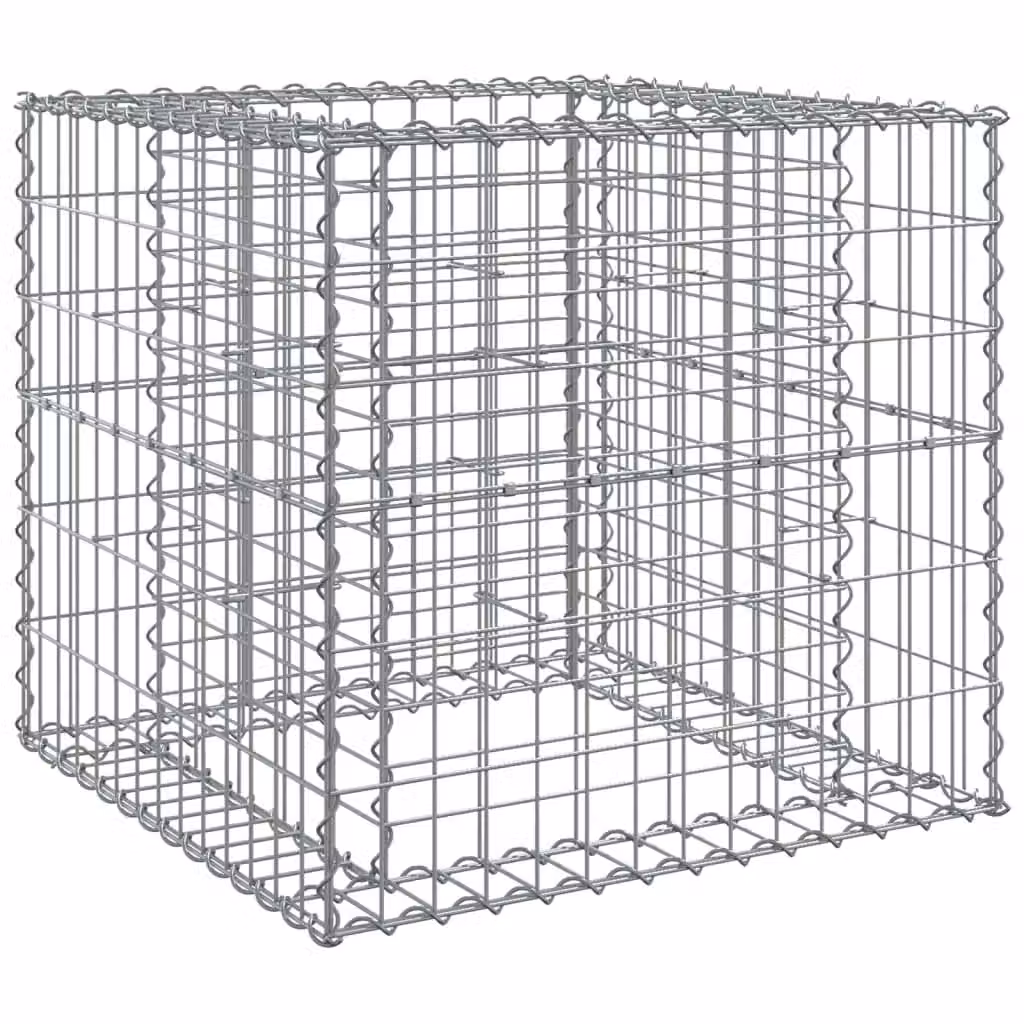 Berkfield Home Silver Galvanised Steel Gabion Basket Planter Tub, W/D/H: 70 x 70 x 65 cm – 2