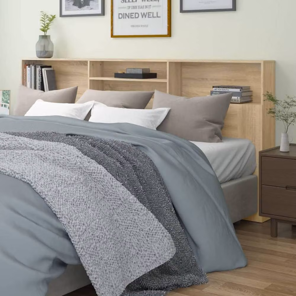 Berkfield Home Sonoma Oak Headboard Cabinet in Beige, W: 220 cm, D: 19 cm, H: 103.5 cm – 2